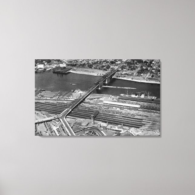 Impressão Em Tela Portland, OR Broadway Bridge and Depot (Frente)