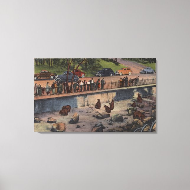 Impressão Em Tela Portland, ORBear Dens no Parque Washington (Frente)