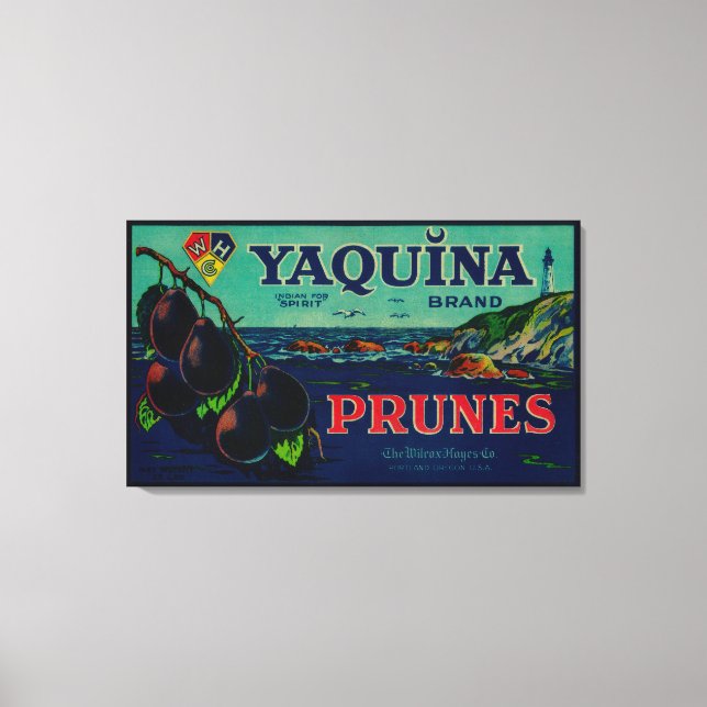 Impressão Em Tela Portland, Oregon Yaquina Prune Label (Frente)