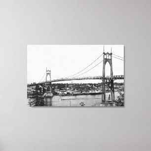 Impressão Em Tela Portland, OU vista da ponte de St John sobre