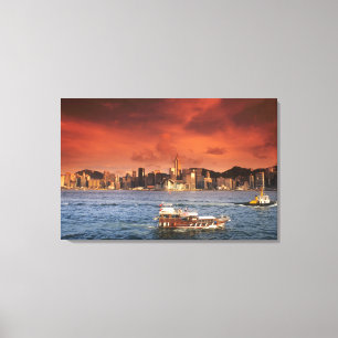 Impressão Em Tela Porto de Hong Kong ao Pôr-do-Sol