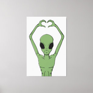 Impressão Em Tela Pose do Coração Alien