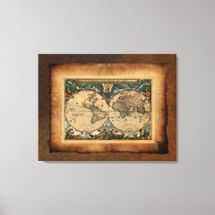 Impressão Em Tela Poster da arte do mapa de Velho Mundo
