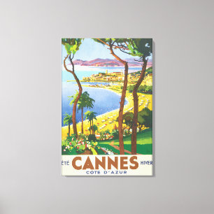 Impressão Em Tela Poster das viagens vintage de Cannes Cote d'Azur