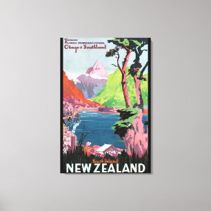 Impressão Em Tela Poster das viagens vintage de Nova Zelândia da