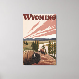 Impressão Em Tela Poster das viagens vintage do bisonte de
