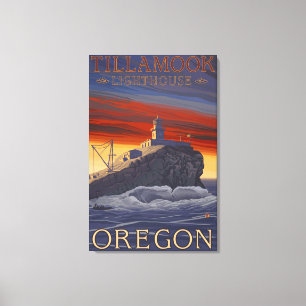 Impressão Em Tela Poster das viagens vintage do farol de Tillamook
