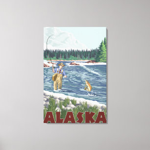 Impressão Em Tela Poster das viagens vintage do pescador de