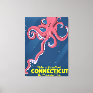 Impressão Em Tela Poster das viagens vintage do polvo de Connecticut