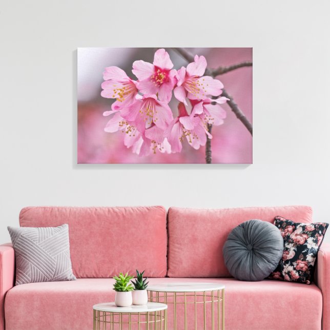 Impressão Em Tela Poster de Buquê de Pastel Rosa de Cereja (Insitu(Sala de estar))