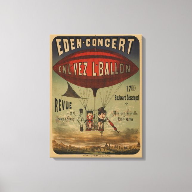 Impressão Em Tela Poster de Circo Francês De Dois Artistas Em Avião (Frente)