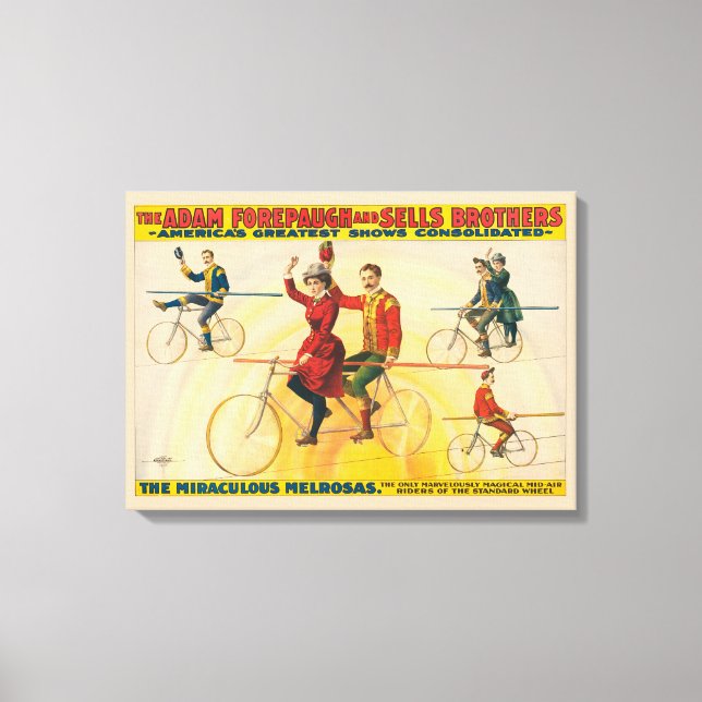 Impressão Em Tela Poster de Circo Mostrando Cavaleiros De Bicicleta  (Frente)
