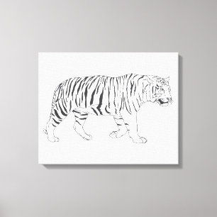 Impressão Em Tela Poster de Desenho do Tigre Desenho da Mão