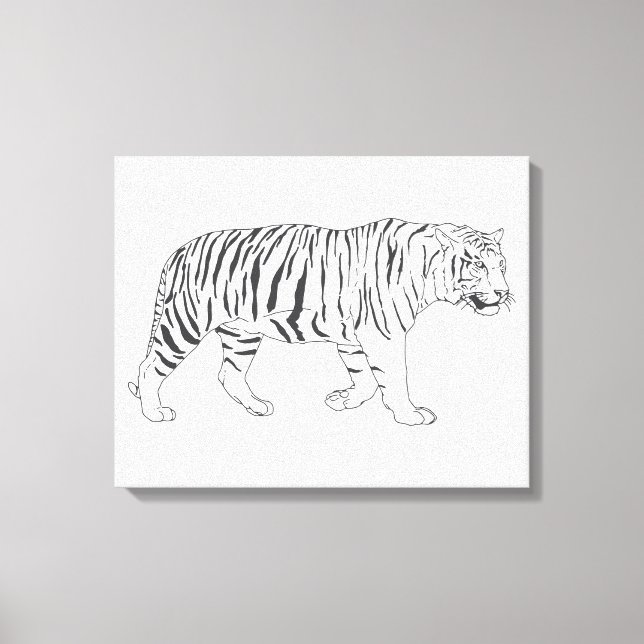 Impressão Em Tela Poster de Desenho do Tigre Desenho da Mão (Frente)