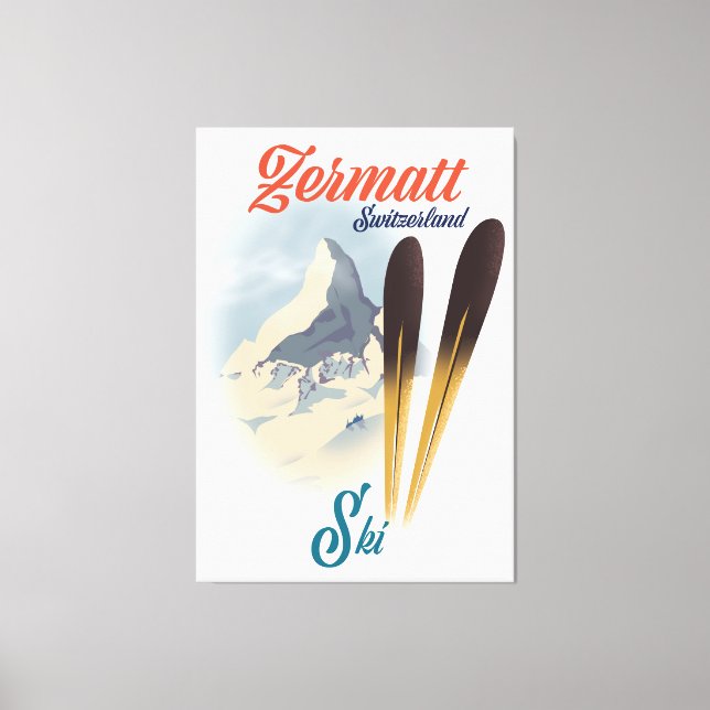 Impressão Em Tela Poster de esqui de Suiça Zermatt (Frente)