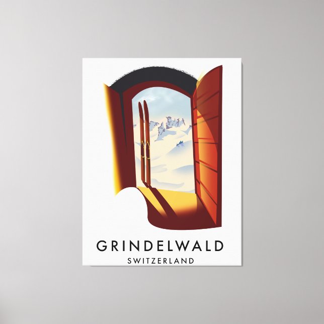 Impressão Em Tela Poster de esqui Suiça Grindelwald (Frente)