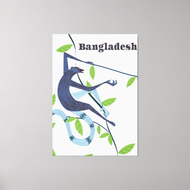 Impressão Em Tela Poster de férias do Bangladesh com macaco (Frente)