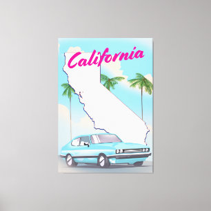 Impressão Em Tela poster de férias estilo Vintage da Califórnia
