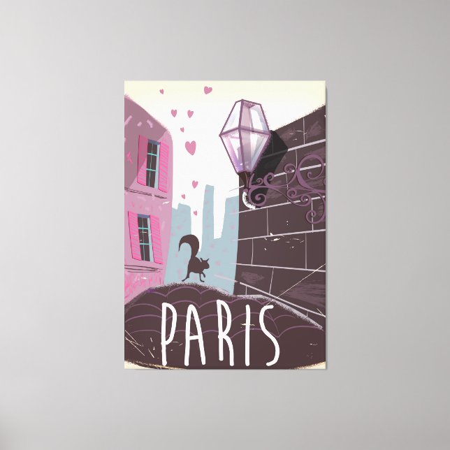 Impressão Em Tela Poster de Férias Retro Paris (Frente)