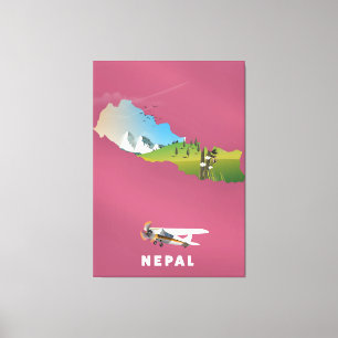 Impressão Em Tela Poster de mapa ilustrado do Nepal
