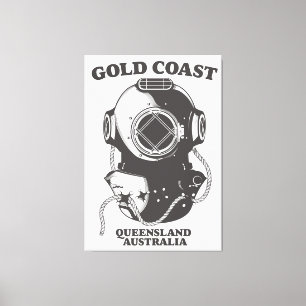 Impressão Em Tela poster de mergulho na Austrália na costa Dourada Q