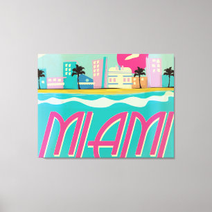 Impressão Em Tela Poster de Miami dos anos 80 do vintage