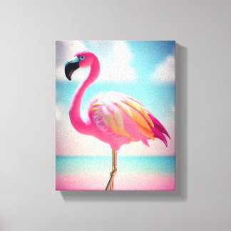 Impressão Em Tela Poster de trabalho de arte de flamingo, azul e cor