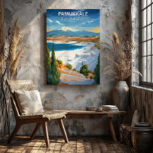 Pôster de Viagem de Pamukkale Turquia em Tela Arte