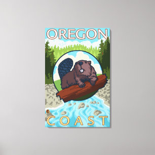 Impressão Em Tela Poster de viagens Beaver & RiverCoastVintage