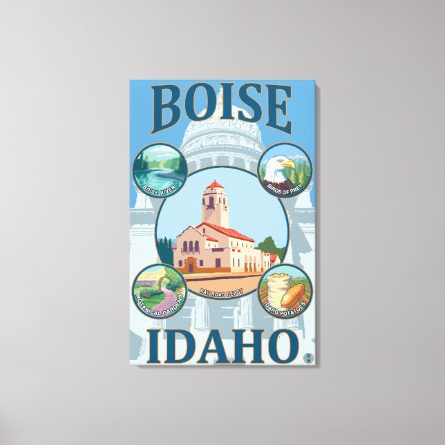 Impressão Em Tela Poster de viagens Boise, IdahoScenic (Frente)