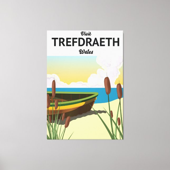 Impressão Em Tela Poster de viagens costeiro de Trefdraeth (Frente)