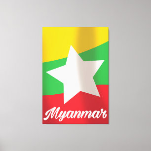 Impressão Em Tela Poster de viagens da bandeira de Myanmar