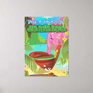 Impressão Em Tela poster de viagens de desenho animado da Jamaica