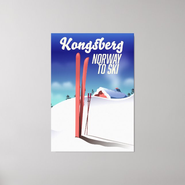 Impressão Em Tela Poster de viagens de esqui norway de Kongsberg. (Frente)