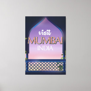 Impressão Em Tela poster de viagens de estilo vintage de Mumbai Indi