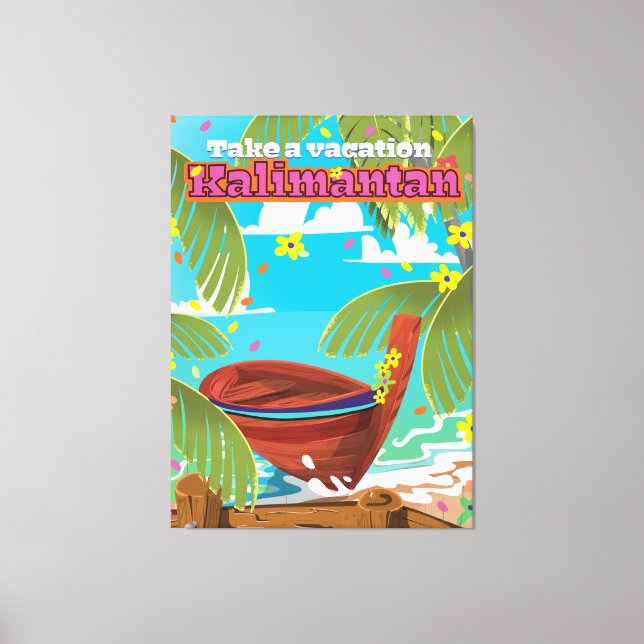 Impressão Em Tela Poster de viagens de férias Kalimantan. (Frente)