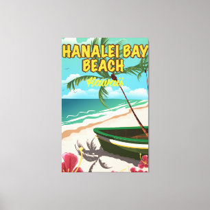 Impressão Em Tela Poster de viagens de Havaí da praia da baía de