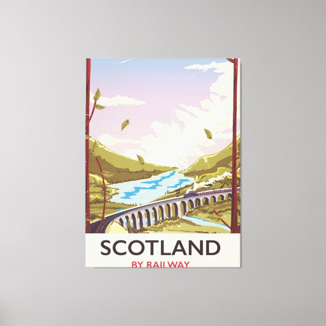 Impressão Em Tela Poster de viagens de locomotivas da Scotland Vinta (Frente)