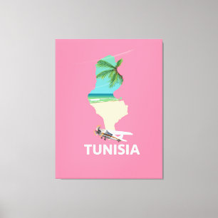 Impressão Em Tela Poster de viagens de Mapa da Tunísia