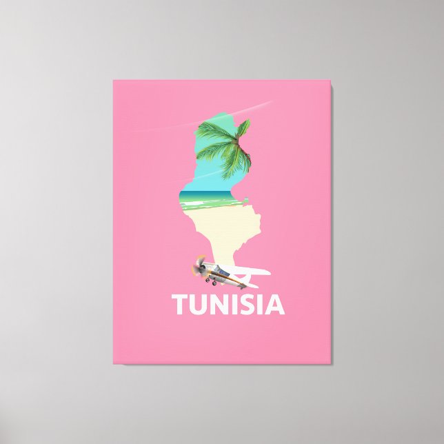 Impressão Em Tela Poster de viagens de Mapa da Tunísia (Frente)