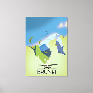 Impressão Em Tela poster de viagens de Mapa de Brunei