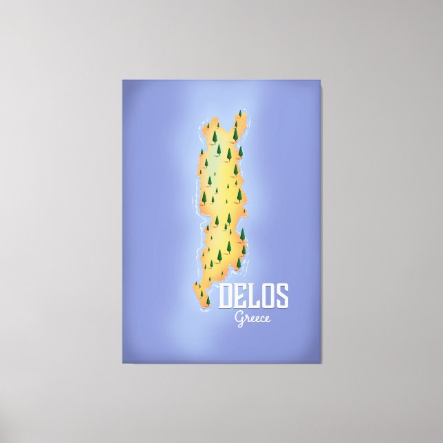 Impressão Em Tela Poster de viagens de Mapa de Grécia Delos (Frente)