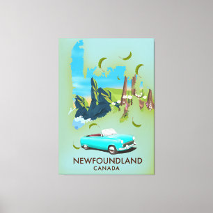 Impressão Em Tela Poster de viagens de mapa do Canadá na Terra Nova