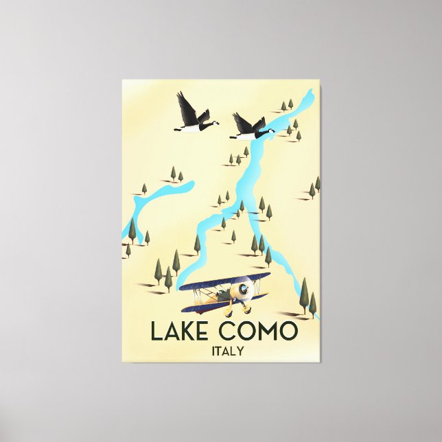 Impressão Em Tela Poster de viagens de Mapa do Lago Como Itália (Frente)