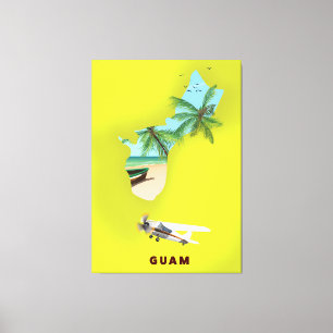 Impressão Em Tela poster de viagens de mapa ilustrado por Guam