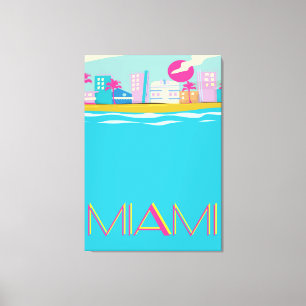 Impressão Em Tela Poster de viagens de Miami dos anos 80 do vintage