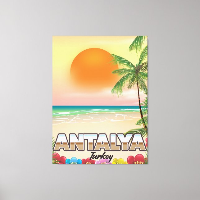 Impressão Em Tela Poster de viagens de praia de Antalya Turkey (Frente)
