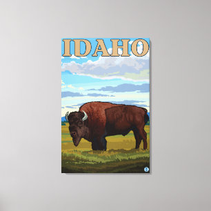 Impressão Em Tela Poster de viagens de SceneIdahoVintage do bisonte