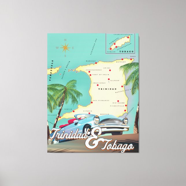 Impressão Em Tela Poster de viagens de Trinidad e Tobago (Frente)