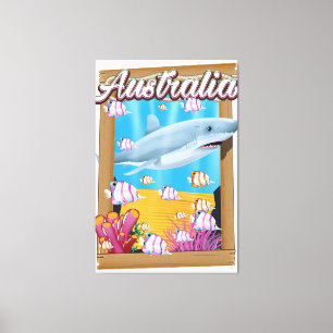 Impressão Em Tela Poster de viagens de tubarão submarino da Austráli